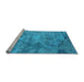 Sideview of Machine Washable Oriental Light Blue Industrial Rug, wshurb2817lblu