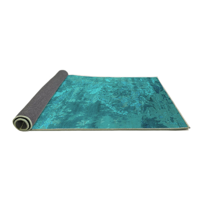 Sideview of Oriental Turquoise Industrial Rug, urb2817turq