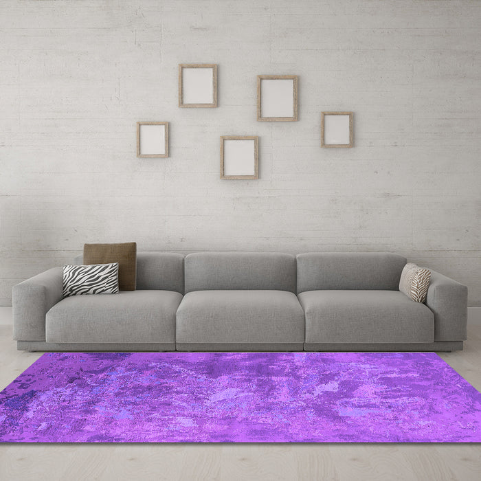 Machine Washable Oriental Purple Industrial Area Rugs in a Living Room, wshurb2817pur