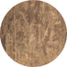 Round Oriental Brown Industrial Rug, urb2817brn