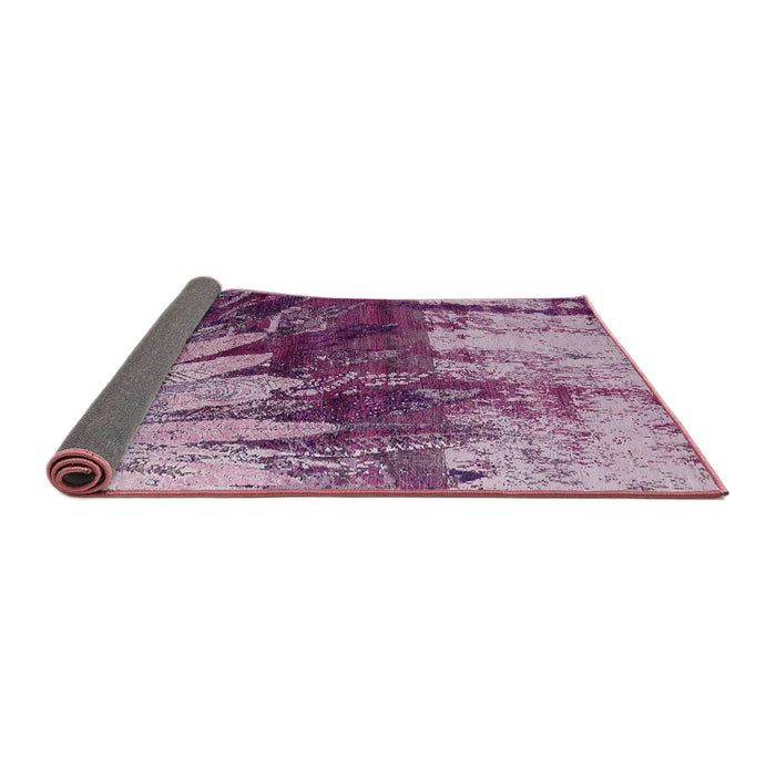 Sideview of Mid-Century Modern Pastel Violet Purple Oriental Rug, urb2818