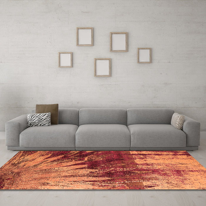 Machine Washable Oriental Orange Industrial Area Rugs in a Living Room, wshurb2818org