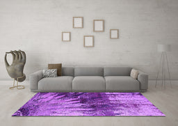 Machine Washable Oriental Purple Industrial Area Rugs in a Living Room, wshurb2818pur