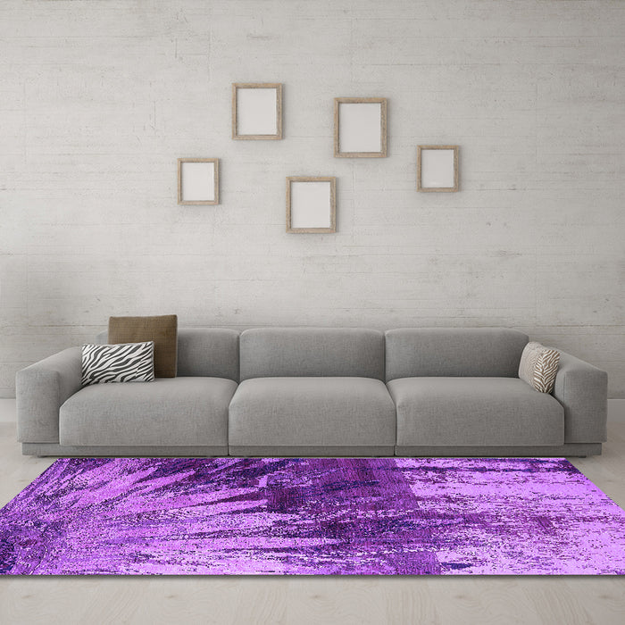 Machine Washable Oriental Purple Industrial Area Rugs in a Living Room, wshurb2818pur