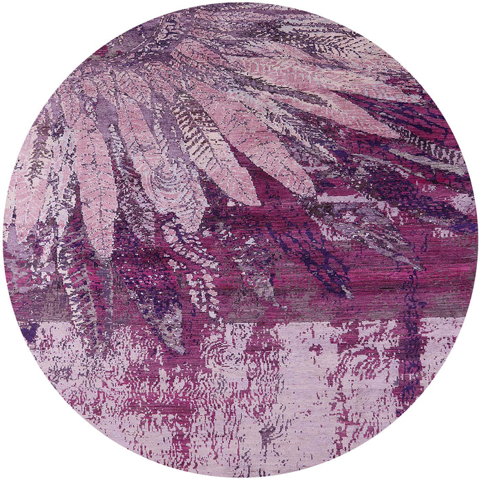 Round Machine Washable Industrial Modern Pastel Violet Purple Rug, wshurb2818