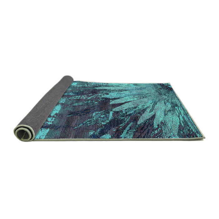 Sideview of Oriental Turquoise Industrial Rug, urb2818turq