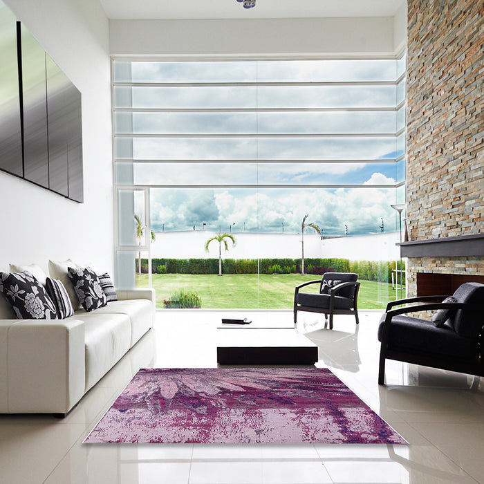 Square Machine Washable Industrial Modern Pastel Violet Purple Rug in a Living Room, wshurb2818