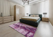 Machine Washable Industrial Modern Pastel Violet Purple Rug in a Bedroom, wshurb2818