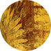 Round Oriental Yellow Industrial Rug, urb2818yw