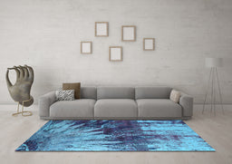 Machine Washable Oriental Light Blue Industrial Rug in a Living Room, wshurb2818lblu