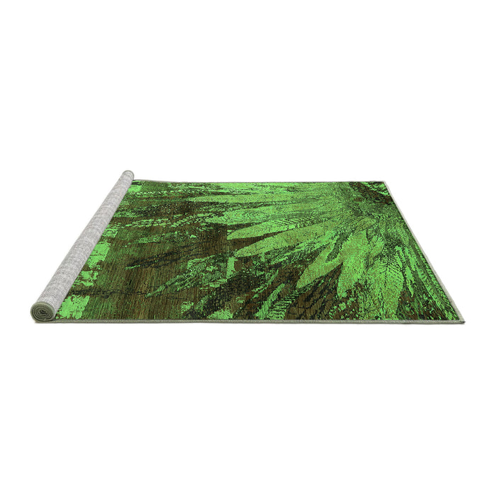 Sideview of Machine Washable Oriental Green Industrial Area Rugs, wshurb2818grn