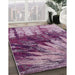 Mid-Century Modern Pastel Violet Purple Oriental Rug in Family Room, urb2818