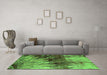 Machine Washable Oriental Green Industrial Area Rugs in a Living Room,, wshurb2818grn