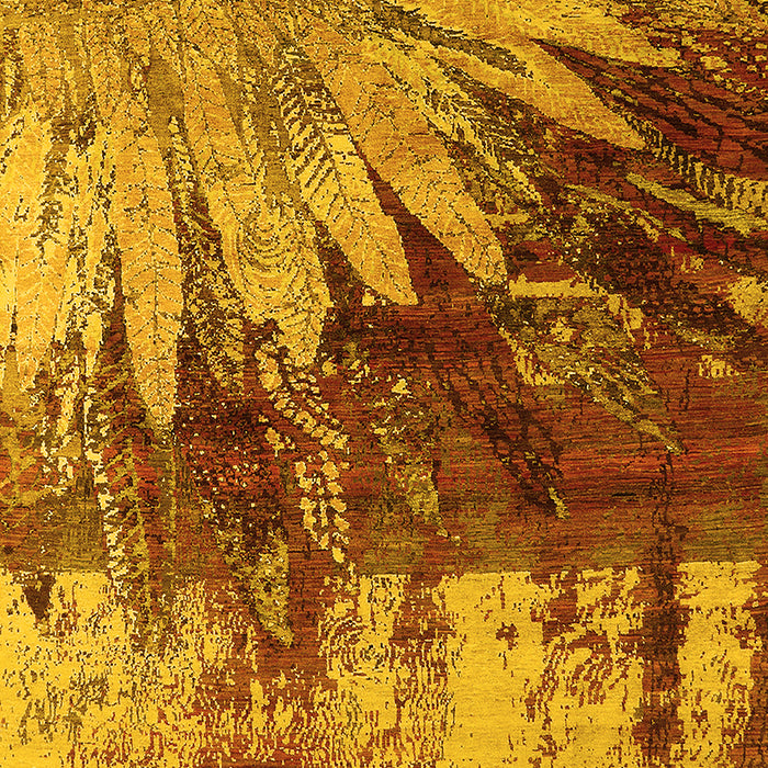 Machine Washable Oriental Yellow Industrial Rug, wshurb2818yw