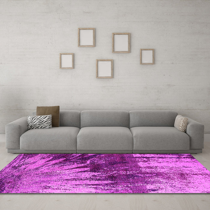 Machine Washable Oriental Pink Industrial Rug in a Living Room, wshurb2818pnk