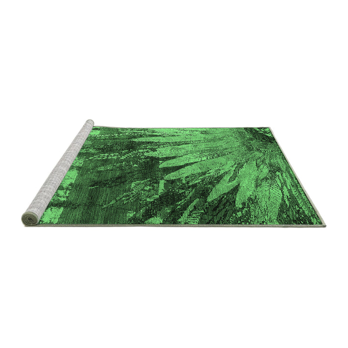 Sideview of Machine Washable Oriental Emerald Green Industrial Area Rugs, wshurb2818emgrn
