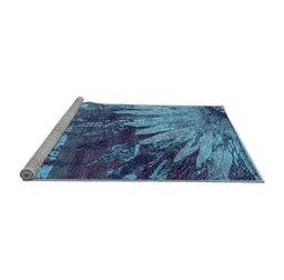 Sideview of Machine Washable Oriental Light Blue Industrial Rug, wshurb2818lblu