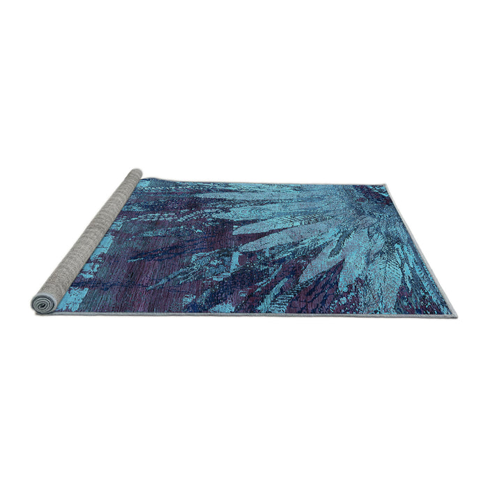 Sideview of Machine Washable Oriental Light Blue Industrial Rug, wshurb2818lblu