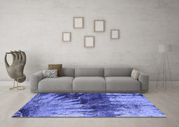 Machine Washable Oriental Blue Industrial Rug in a Living Room, wshurb2818blu