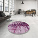 Round Machine Washable Industrial Modern Pastel Violet Purple Rug in a Office, wshurb2818