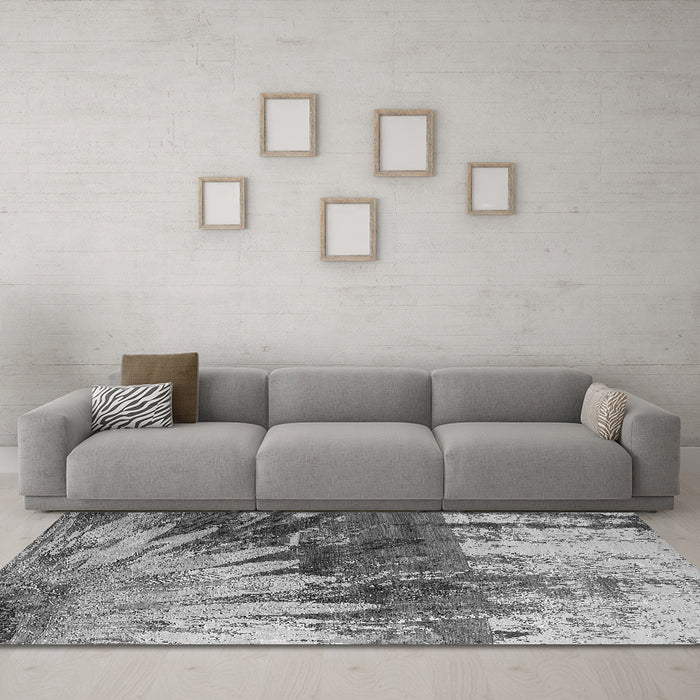 Machine Washable Oriental Gray Industrial Rug in a Living Room,, wshurb2818gry