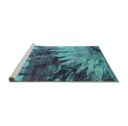 Sideview of Machine Washable Oriental Turquoise Industrial Area Rugs, wshurb2818turq