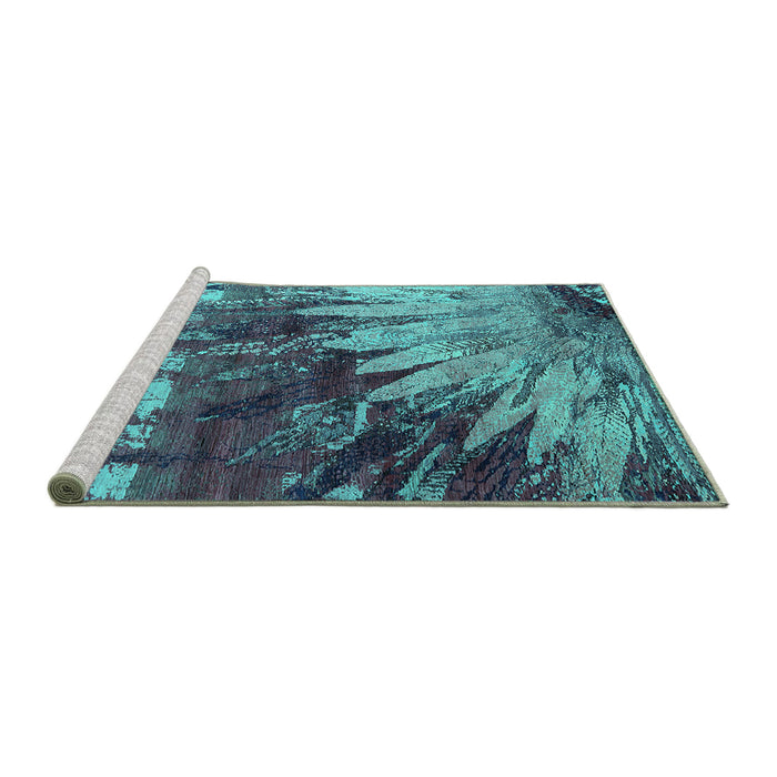 Sideview of Machine Washable Oriental Turquoise Industrial Area Rugs, wshurb2818turq