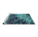 Sideview of Machine Washable Oriental Turquoise Industrial Area Rugs, wshurb2818turq