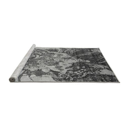 Sideview of Machine Washable Oriental Gray Industrial Rug, wshurb2819gry