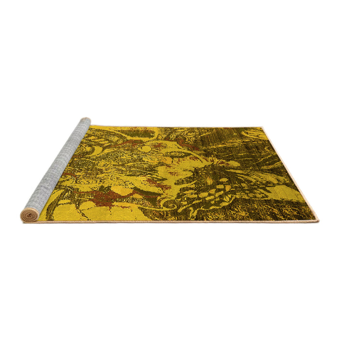 Sideview of Machine Washable Oriental Yellow Industrial Rug, wshurb2819yw
