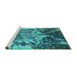 Sideview of Machine Washable Oriental Turquoise Industrial Area Rugs, wshurb2819turq