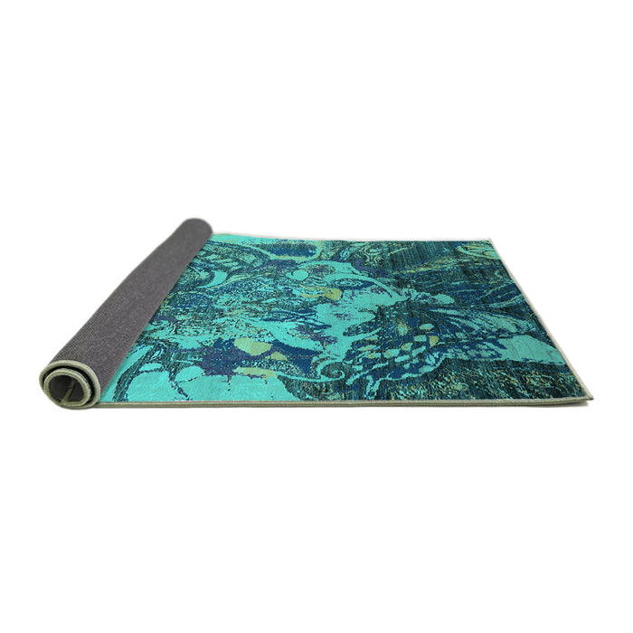 Sideview of Oriental Turquoise Industrial Rug, urb2819turq