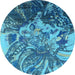 Round Oriental Light Blue Industrial Rug, urb2819lblu