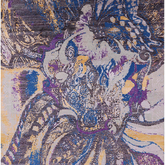 Machine Washable Industrial Modern Purple Haze Purple Rug, wshurb2819