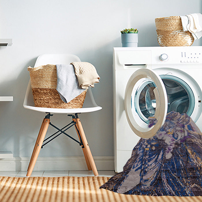 Machine Washable Industrial Modern Purple Haze Purple Rug in a Washing Machine, wshurb2819