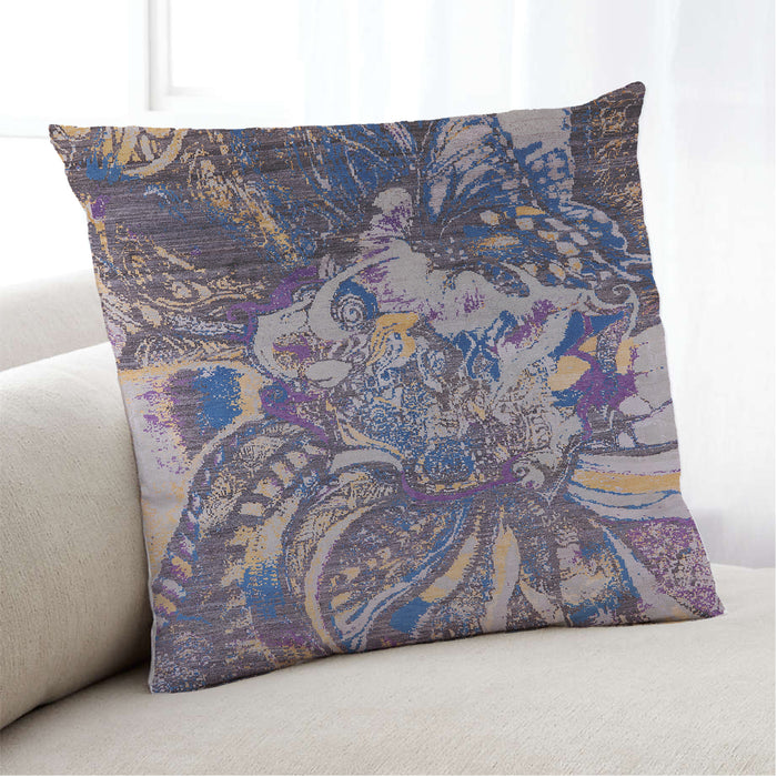 Lifestyle Image of Mid-Century Modern Urban Square Purple Haze Purple Throw Pillow, 18 inch by 18 inch, pwurb2819