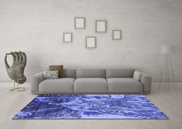 Machine Washable Oriental Blue Industrial Rug in a Living Room, wshurb2819blu