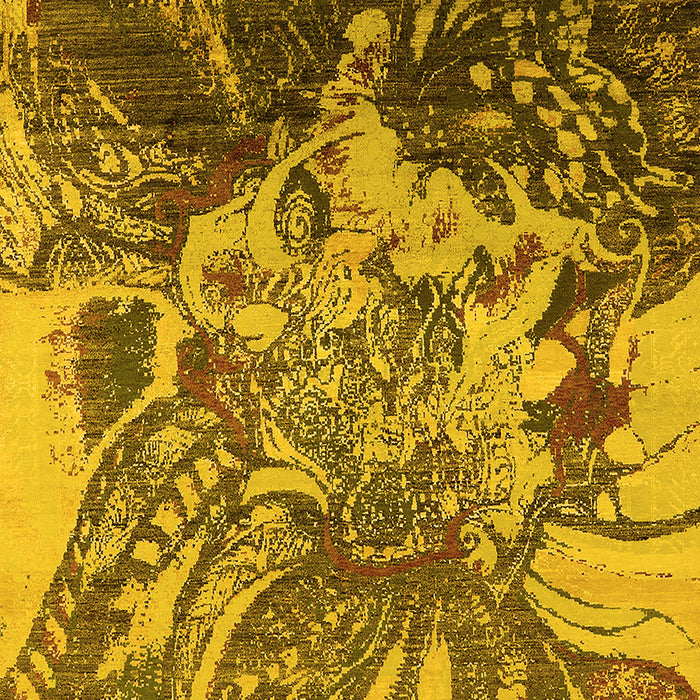 Machine Washable Oriental Yellow Industrial Rug, wshurb2819yw