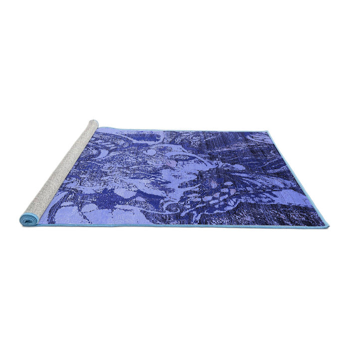 Sideview of Machine Washable Oriental Blue Industrial Rug, wshurb2819blu