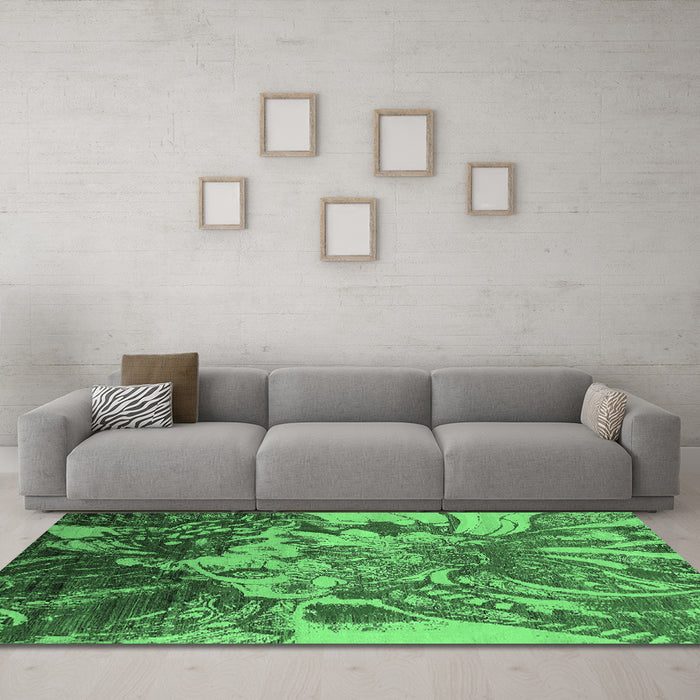 Machine Washable Oriental Emerald Green Industrial Area Rugs in a Living Room,, wshurb2819emgrn