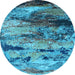 Round Oriental Light Blue Industrial Rug, urb2820lblu