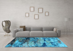 Machine Washable Oriental Light Blue Industrial Rug in a Living Room, wshurb2820lblu