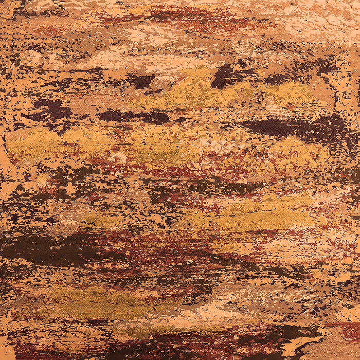 Square Machine Washable Oriental Orange Industrial Area Rugs, wshurb2820org