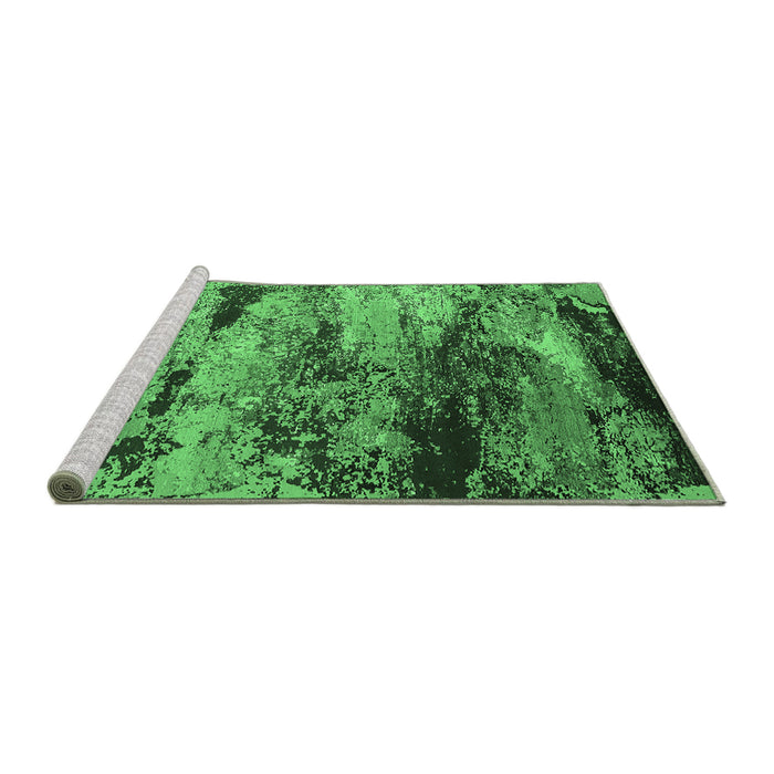 Sideview of Machine Washable Oriental Emerald Green Industrial Area Rugs, wshurb2820emgrn