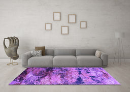 Machine Washable Oriental Purple Industrial Area Rugs in a Living Room, wshurb2820pur
