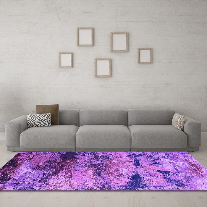 Machine Washable Oriental Purple Industrial Area Rugs in a Living Room, wshurb2820pur