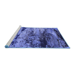Sideview of Machine Washable Oriental Blue Industrial Rug, wshurb2820blu