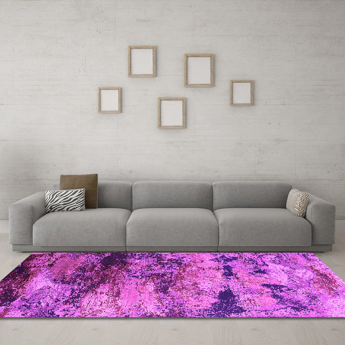 Machine Washable Oriental Pink Industrial Rug in a Living Room, wshurb2820pnk