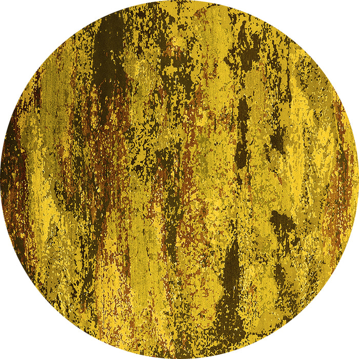 Round Oriental Yellow Industrial Rug, urb2820yw
