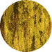 Round Oriental Yellow Industrial Rug, urb2820yw